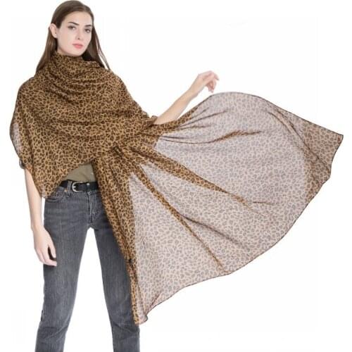 2020 200CM BIG SIZE Leopard point chiffon scarf silk square hijab cool shawl ladies foulard femme Scarves hair bufanda mujer