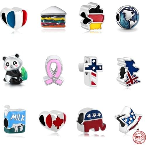 2021 New Style Hot Sale Panda Cake Castle Cross Sandwich Charm Fit Original Pandora Charms Silver 925 Bracelet Genuine Gifts
