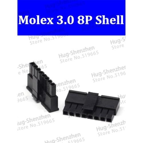 5557 High quality 200pcs/lot molex 3.0 8Pin black male power connector pitch 3.0mm plastic shell connector
