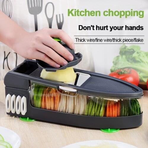 6 In 1 Vegetable Cutters Fruit Slicer Kitchen Bottom Fixed Cheese Potato Garlic Onion Chopper with Box Cooking Household Gadgets