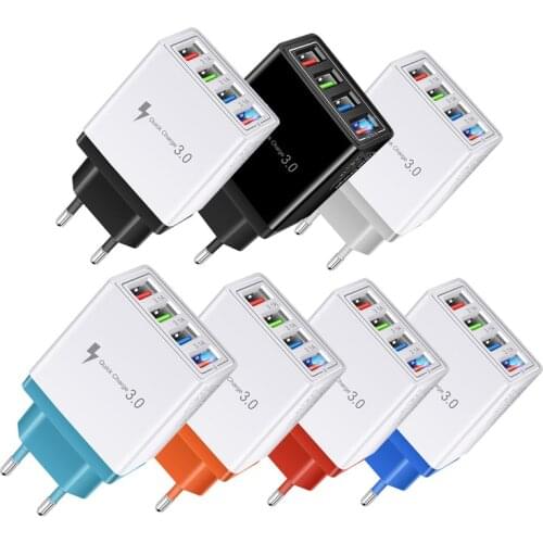 US EU Plug 3.5A Quick Charging Adapter 4 Ports Fast Charger For iPhone Huawei Xiaomi Sumsung 3.0 USB Wall Charger Power Adapter
