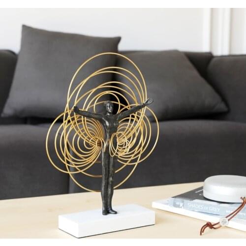 Home Decor Accessories Turn Hula Hoop Gymnastics Figure Figurine Living Room Ornament Objects Office White Marble Christmas Gift