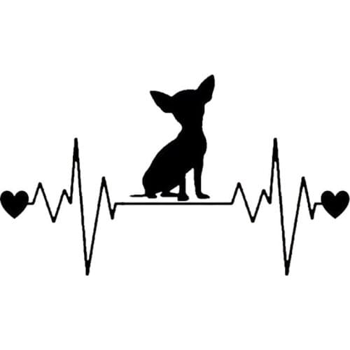 Chihuahua Dog Heartbeat Lifeline Car Sticker Waterproof Decal Laptop Truck Motorcycle Auto Accessories PVC,19cm*10cm