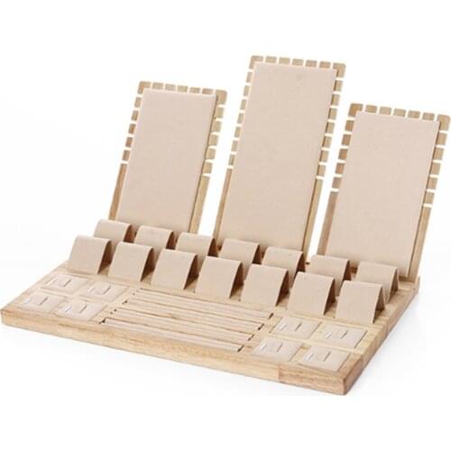 Bamboo Wood Earring Holder Jewelry Storage Tray Ring Necklace Pendant Display Display Jewelry Display Stand