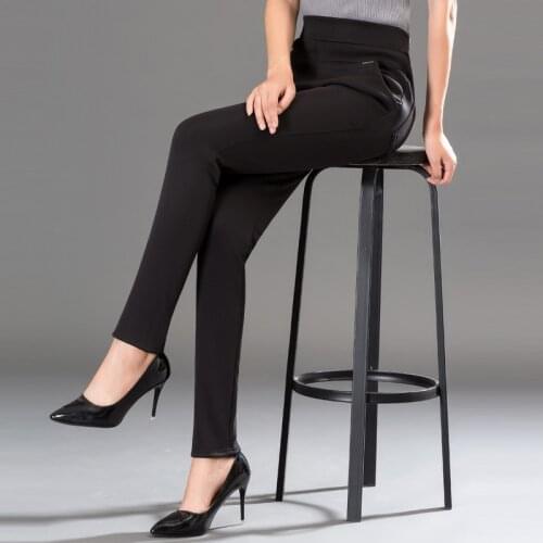 5xl Spring Plus Size Women Pants Long High Waist Harem Pants Trousers Black Red Old Age Womens Long Pant Office Ladies Trouser