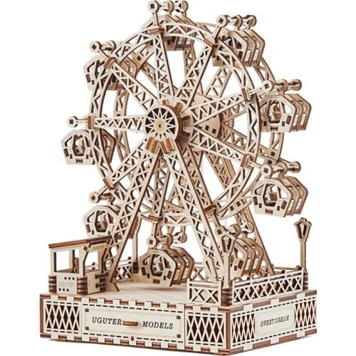 Wooden Model Building Kits 3D Puzzles Ferris Wheel With Musical Box Manual Assembly Diy Model Making Adults Kids Toys Xmas Gifts