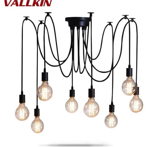 DIY Pendant lights Modern Nordic Retro Hanging Lamps Edison Bulb Fixtures Spider Ceiling Lamp Fixtures Light for Living Room