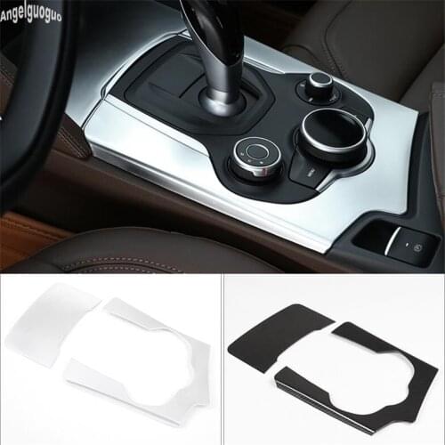 For Alfa Romeo Stelvio Accessories Car Central Gear Panel Cover DSG Shift Knob Decoration Chrome/Carbon Fiber Style Trim Sticker