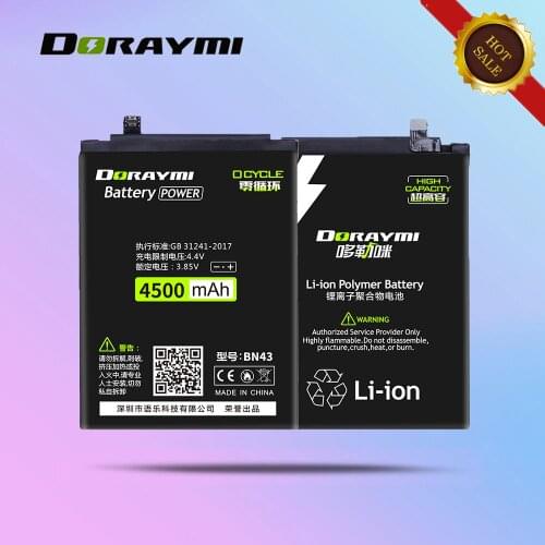 DORAYMI Lithium Polymer Battery BN41 BN43 for Xiaomi Redmi Note 4 4X Note4X Cell Phone Batterie High Power Bateria Replacement