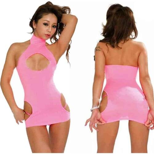 Hot Sexy Turtleneck MINI Dress Transparent Low Cut Backless Dress Hollow See Through Nightclubs Club Dress FX31
