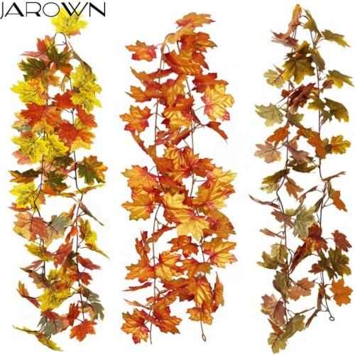 JAROWN Artificial Plants Maple Leaf Garland DIY Fake Flower Autumn Leaves Rattan Hanging Vines Halloween Decor Home Wall Decor
