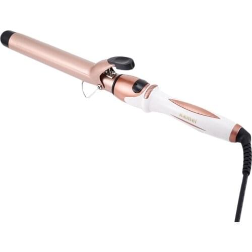 Kemei LCD Display Curling Iron with Ceramic Coating Barrel Hair Curler with Anti-Scalding Insulated Curling Wand EU Plug
