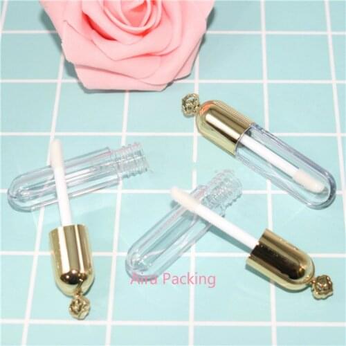 50pcs Round Empty Clear Plastic Lip Gloss Tube DIY Cosmetic Liquid Lipstick Refillable Bottle Professional Makeup Tools