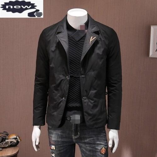 Men Brand Fashion Slim Warm Outerwear Winter Long Sleeve White Duck Down Short Coats Business Suit Jacket