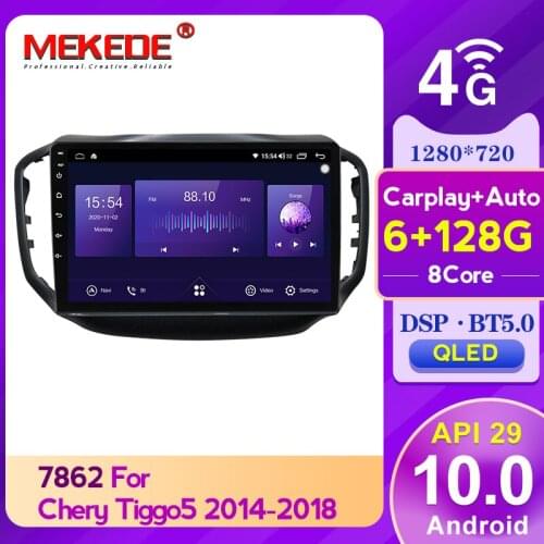 Mekede 7862 QLED 1280*720 6GB+128GB DSP Android 10 Car Radio Multimedia Player GPS Navigation For Chery Tiggo 5 2014 - 2020