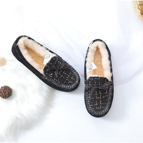2021 Natural Fur Women Shoes Soft Genuine Leather Moccasins Winter Mother Loafers Leisure Flats Female Driving Casual Footwear