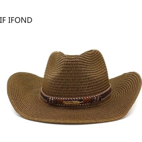 Men Western Cowboy Summer Beach Cap foldable Women Straw Jazz Hats Sombrero de paja Hombres