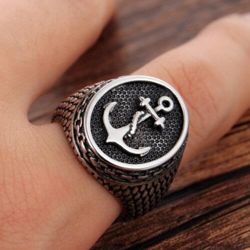 Stainless steel Mens jewelry fashion anchor titanium steel ring