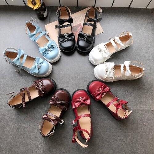 Japanese-Style Soft Girl Lolita Bow Girls Lace Flat Student Lolita Shoes Little Mei Lulu JK Uniform Shoes kawaii lolita shoes