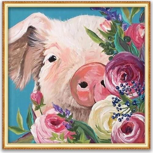 Animal Pig DIY Embroidery 11CT Cross Stitch Kits Needlework Craft Set Cotton Thread Printed Canvas Home Decoration New Design