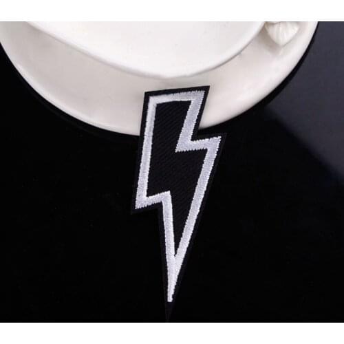 Lightning Punk Patch For Clothing Iron On Embroidered Sew Applique Cute Fabric Badge DIY Apparel Accessories Badge For Jacket