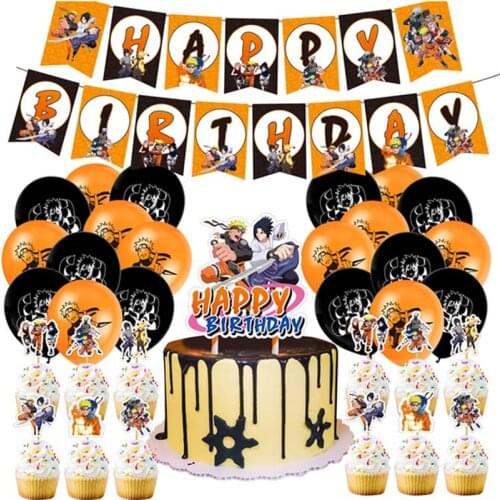 Uzumaki Narutoed Party Supplies Ninja Anime Theme Balloons Happy Birthday Banner Kids Party Decoration Cake Boy Toy Latex Ballon