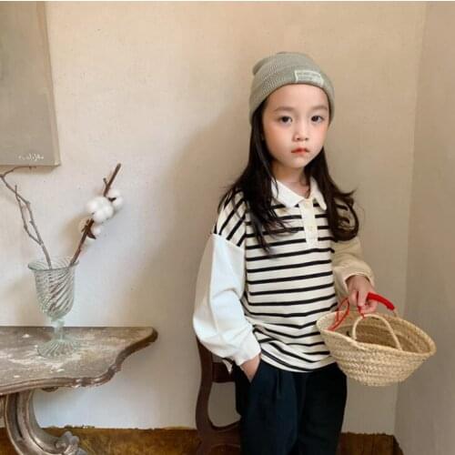 2021 new girls boys striped sweatshirt autumn cotton full sleeve fashion kids sweatshirt 2-8 years WS407