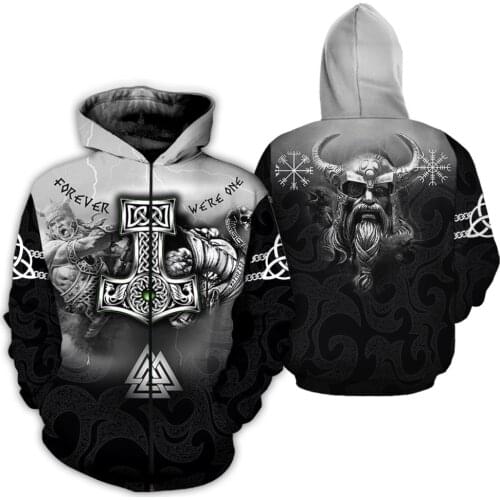 3D Print Viking Tattoo Warriors Legend New Fashion Trucksuit Adult Odin hooded Zipper Sweatshirt Unisex Funny Hoodies