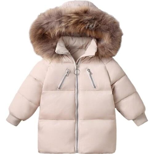 Boys Girls Winter White Duck Down Jacket Children Thick Fur Collar Jacket Kids Red Coat for Cold Winter Kid Infant Coat Hooded