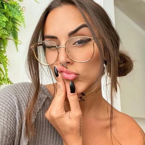 2019 Sexy Cat eye glasses frame Women Fashion Brand Half Metal Lady Eyeglasses Frame vintage Optical Clear Womens Glasses gold