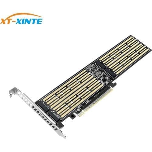 M.2 To PCIE Riser X16 Adapter Card 4-Disk Interface 32Gbps Expansion Card for NVME M Key/B+M Key 2230/2242/2260/2280/22110 SSD