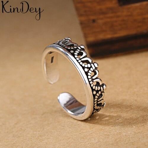 Romantic Sweet Silver Color Crown Rings for Women Lady Adjustable Size Rings bague femme