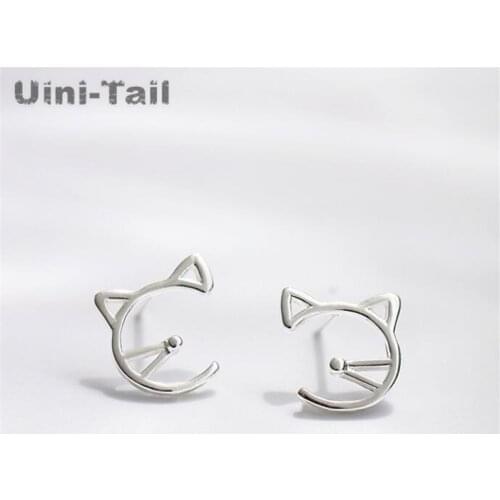 Uini-Tail playful cute cat creative kitten 925 sterling silver earrings ins Japan and South Korea student jewelry gift girl
