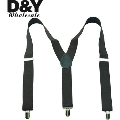 Brown color 3.5 cm wide suspenders for man Unisex Clip-on pants Braces Elastic men`s suspender for trousers suspensorio strap