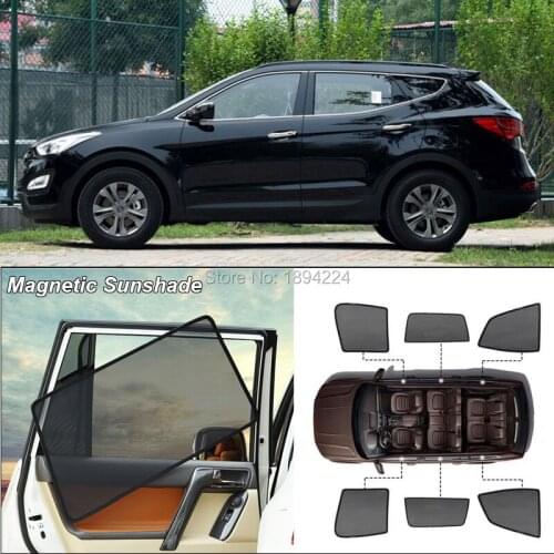 Car Full Side Windows Magnetic Sun Shade UV Protection Ray Blocking Mesh Visor For Hyundai ix45 2015