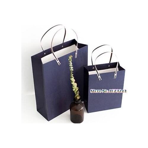Pure Blue business Gift Bag, Gift Box, Clothing , Business Gift Rivet Bag, Hand-held Paper Bag 100pcs/lot