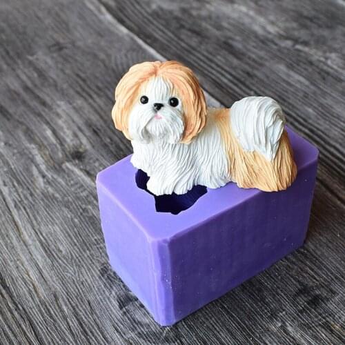 Pet Dog Shih Tzu Resin,Clay Crafts Molds Silicone Sugar Fondant Cake Decorating Moulds SQ18107