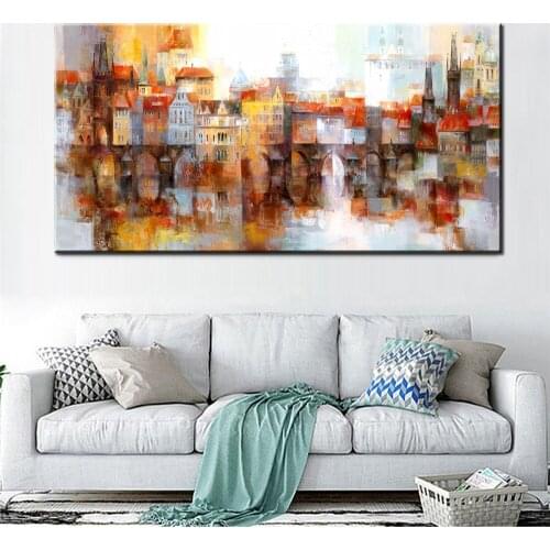 Modern Canvas Painting Abstract City Art Printed Poster Scenery Oil Painting Canvas Wall Art Paintings Wall Decor For office