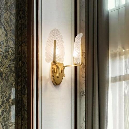 Jmzm Modern Copper Wall Light Bedside Lamp Wall Lamp Creative Art Frosted glass Lampshade Aisle Balcony Lamp Living Room Bedroom