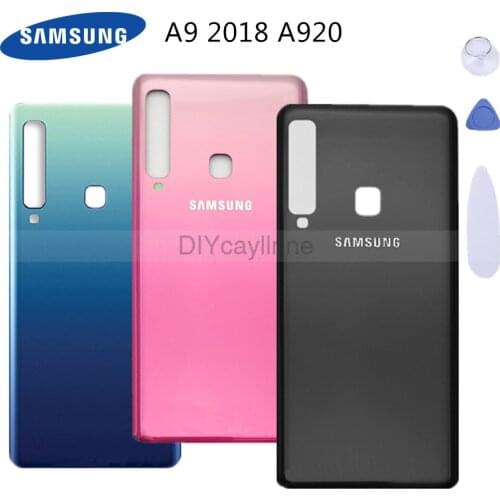 A920 Battery Door Glass for Samsung Galaxy A9 2018 A9 Star Pro A9S A920F Back Housing Case Cover + Adhesive Sticker Replacement