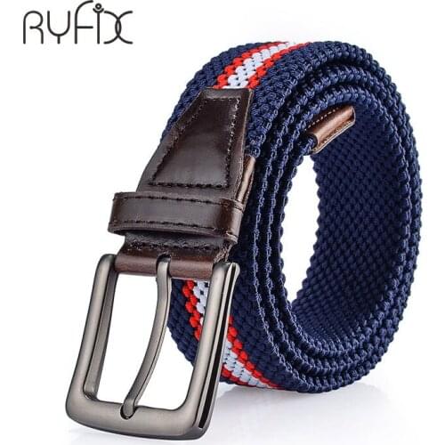 Tactical Thick Men Knitted Canvas Belt Fashion Classic Cowboy Belt For Men Pin Buckle Knitted Elastic casual Strap NS23