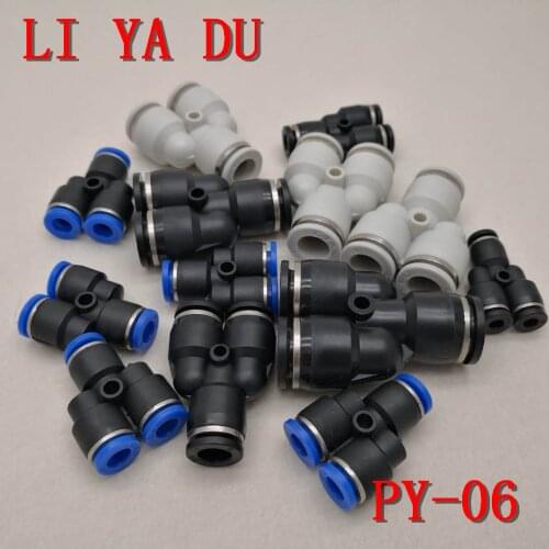 10PCS/LOT PY-06 Pneumatic Couplings Pipe Fittings Quick Connector Tri-prong Three Plug Three-way Y-type Tee PY-6