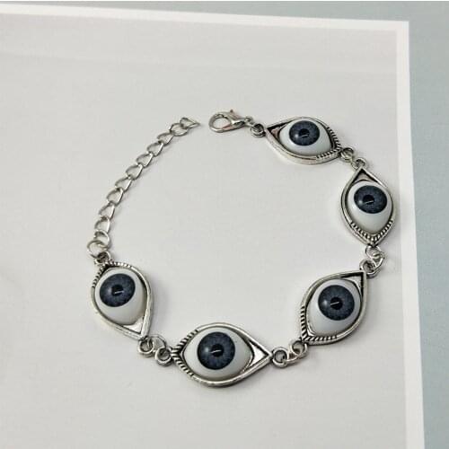 Vintage Bronze Turkish Devil Evil Eyes Bracelet Pendant Punk Steampunk Charm Браслеты На Руку for Women Witch Gothic Jewelry