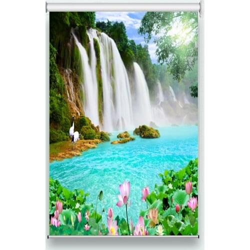 High Quality Photo roller blinds window blinds and Waterfall lotus leaf Stereoscopic 3D roller blinds Living room bedroom