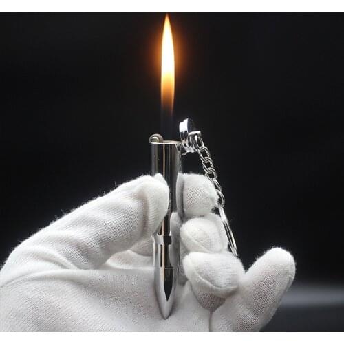 Cigarette lighter Bullet Shaped Refillable Butane Gas Lighter Cool Metal Keychain Lighters Mini Portable