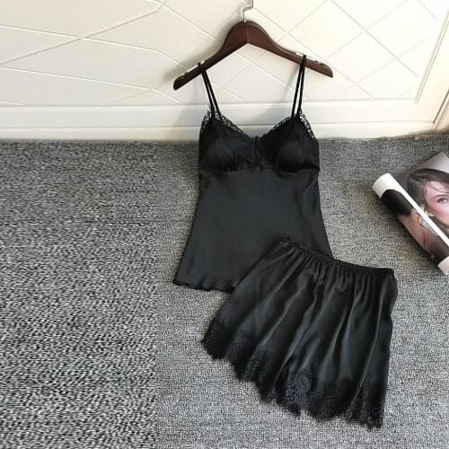 Pajamas Women Sexy Satin Sling Sleepwear Lingerie Lace Bowknot Underwear Homewear Ladies Sleepwear nightgown Plus Size modis