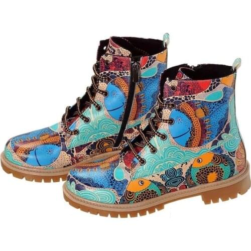 Digital Edition Fish Pattern Special Desıgn Women Short Boots 461647584