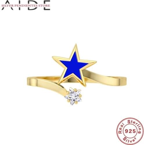 AIDE Exquisite Enamel Star Ring S925 Sterling Silver Opening Finger Rings For Women Bague Femme Plata 925 Fine Jewelry Wholesale
