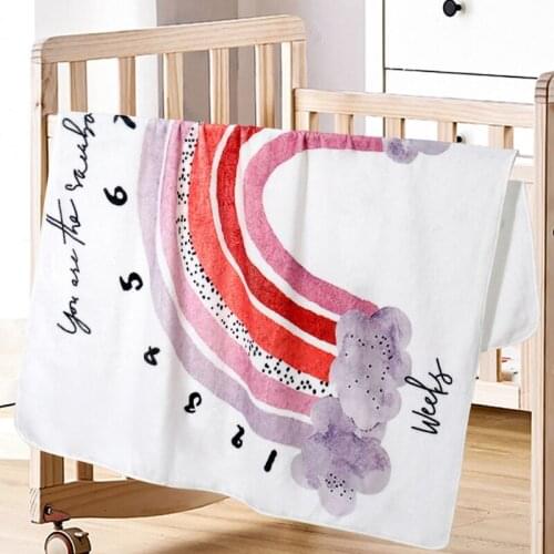 1 Set Baby Monthly Record Growth Milestone Blanket Newborn Photography Props Accessories Creative Cartoon Rainbow Printing 69HE