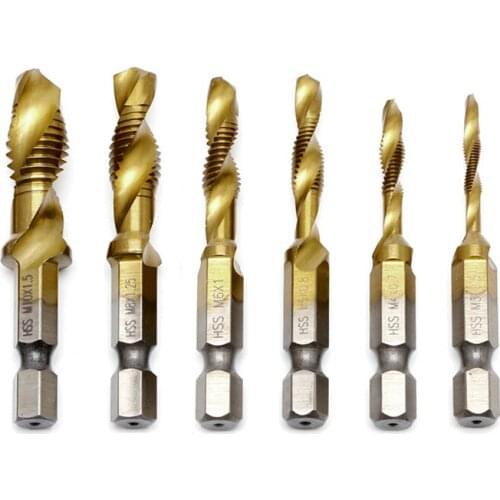 1Pc Hex Shank M3-M10 Titanium Plated HSS Hand Screw Thread Metric Tap Drill Bits